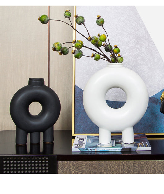 Jarrón Donut con Flores Secas - Decoración Elegante para el Hogar - Image 3