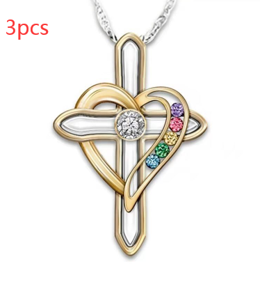 Collar Cruz de Amor con Gemas de Colores - Image 7