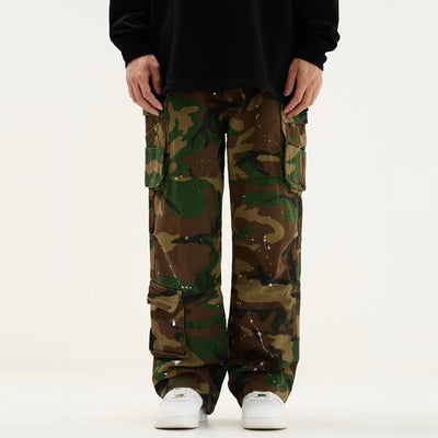 Pantalón de Trabajo Retro Camuflado Cintura Alta Recto Holgado - Image 7