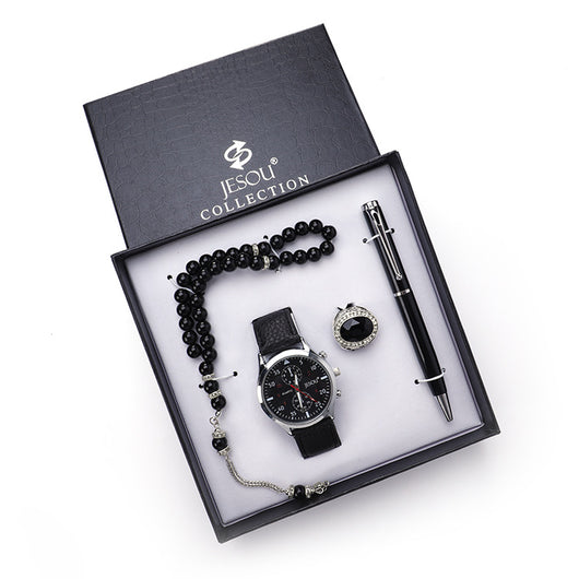 Estuche de Lujo: Reloj de Cuarzo, Anillo, Rosario y Bolígrafo Premium