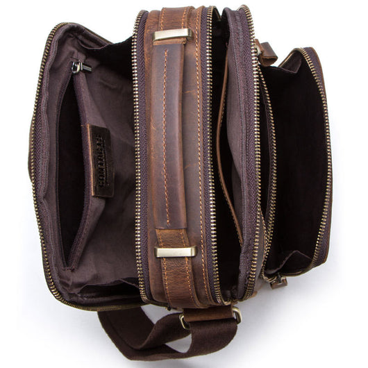 Bolsa Mensajero de Cuero Crazy Horse Vintage Multifuncional para Hombre - Image 8
