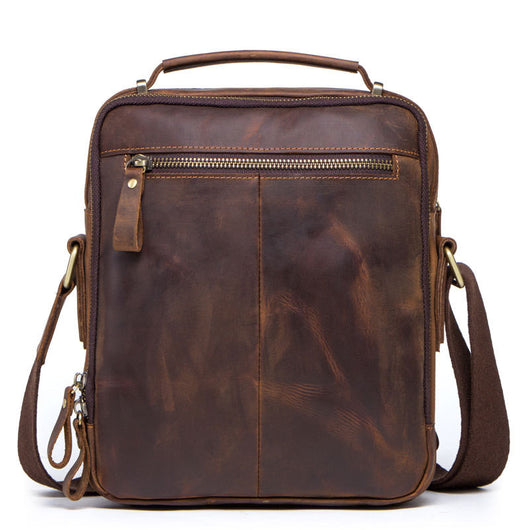 Bolsa Mensajero de Cuero Crazy Horse Vintage Multifuncional para Hombre - Image 7
