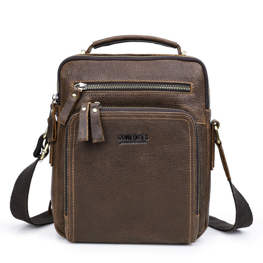 Bolsa Mensajero de Cuero Crazy Horse Vintage Multifuncional para Hombre - Image 9