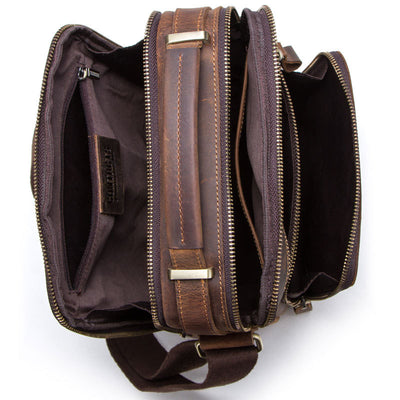 Bolsa Mensajero de Cuero Crazy Horse Vintage Multifuncional para Hombre - Image 4