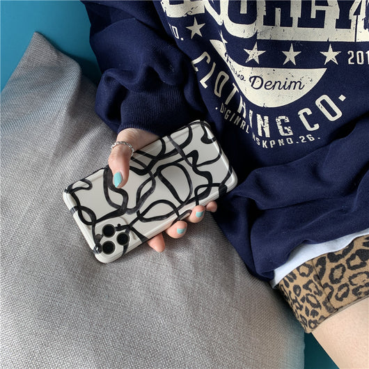 Funda iPhone 12 Pro Max Diseño Artístico Líneas de Tinta Negro y Blanco Compatible con Apple - Image 20