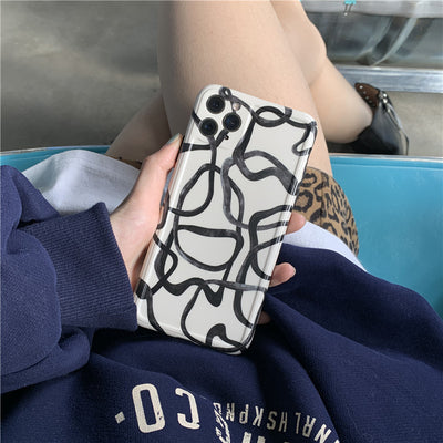 Funda iPhone 12 Pro Max Diseño Artístico Líneas de Tinta Negro y Blanco Compatible con Apple - Image 28