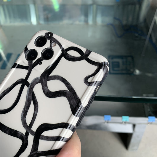 Funda iPhone 12 Pro Max Diseño Artístico Líneas de Tinta Negro y Blanco Compatible con Apple - Image 17