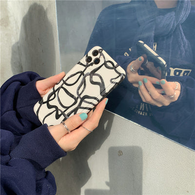Funda iPhone 12 Pro Max Diseño Artístico Líneas de Tinta Negro y Blanco Compatible con Apple - Image 8