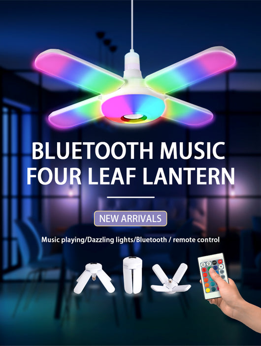 Lámpara LED Inteligente Bluetooth con Forma de Trébol - Luz Colorida con Control Remoto y Sonido - Image 10