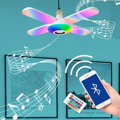Lámpara LED Inteligente Bluetooth con Forma de Trébol - Luz Colorida con Control Remoto y Sonido