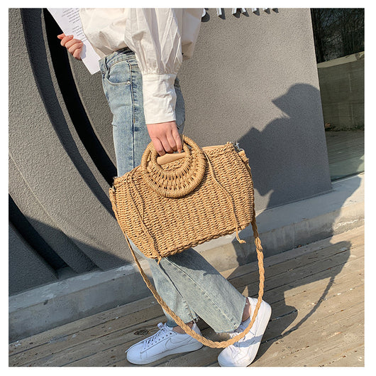 Bolso Bandolera Tejido de Paja - Estilo Primavera Asimétrico - Image 9