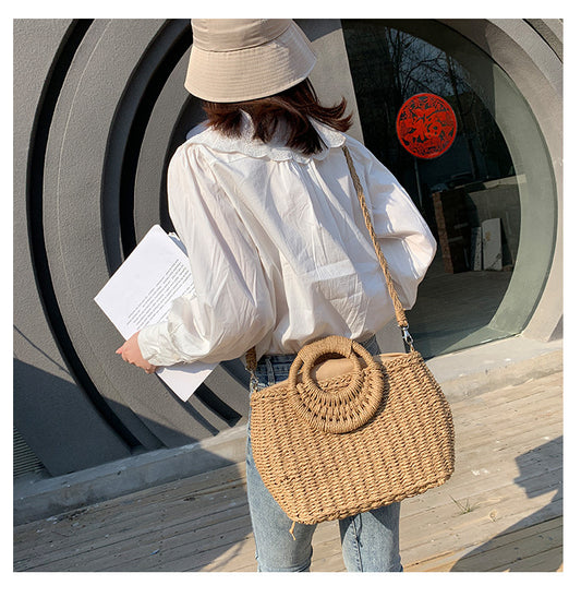Bolso Bandolera Tejido de Paja - Estilo Primavera Asimétrico