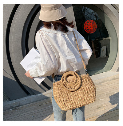 Bolso Bandolera Tejido de Paja - Estilo Primavera Asimétrico