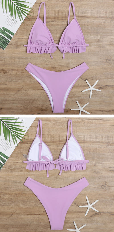 Traje de Baño Bikini Fruncido con Espalda Descubierta - Diseño Europeo Moderno - Image 14