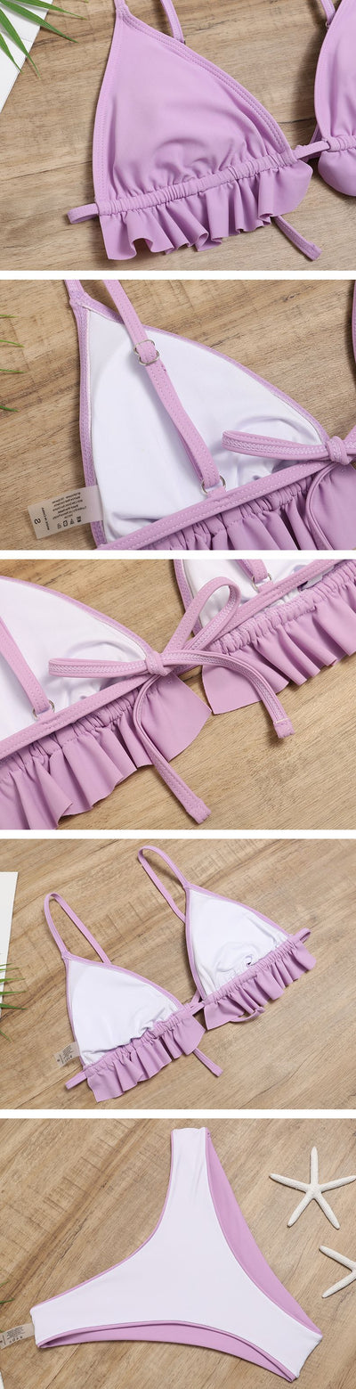 Traje de Baño Bikini Fruncido con Espalda Descubierta - Diseño Europeo Moderno - Image 15
