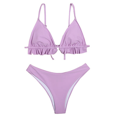 Traje de Baño Bikini Fruncido con Espalda Descubierta - Diseño Europeo Moderno - Image 4