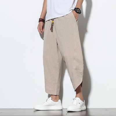 Pantalones Harem Holgados de Algodón y Lino con Rayas - Talla Grande - Image 16