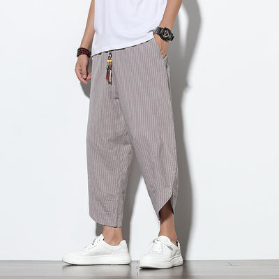 Pantalones Harem Holgados de Algodón y Lino con Rayas - Talla Grande - Image 20