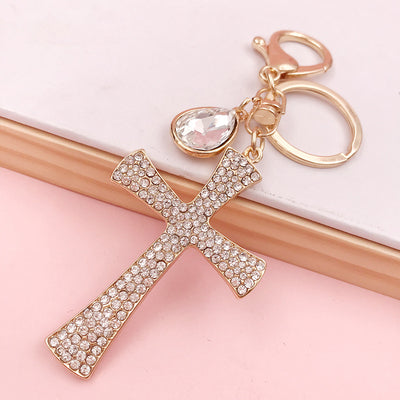 Llavero Colgante de Cruz Diamante en Forma de Gota de Agua - Accesorio Cristiano - Image 6