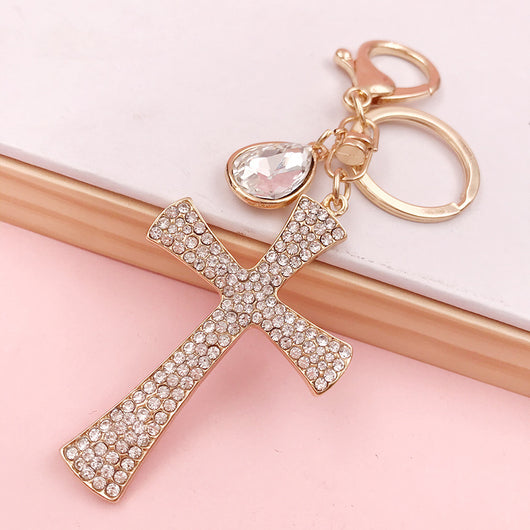 Llavero Colgante de Cruz Diamante en Forma de Gota de Agua - Accesorio Cristiano - Image 6