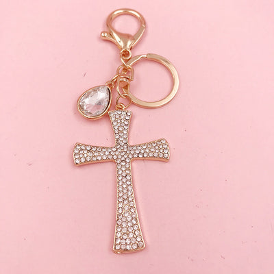 Llavero Colgante de Cruz Diamante en Forma de Gota de Agua - Accesorio Cristiano - Image 9
