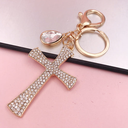 Llavero Colgante de Cruz Diamante en Forma de Gota de Agua - Accesorio Cristiano - Image 7