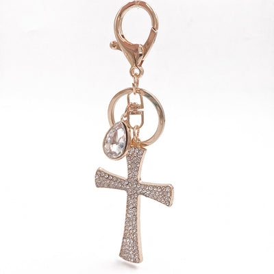 Llavero Colgante de Cruz Diamante en Forma de Gota de Agua - Accesorio Cristiano - Image 5