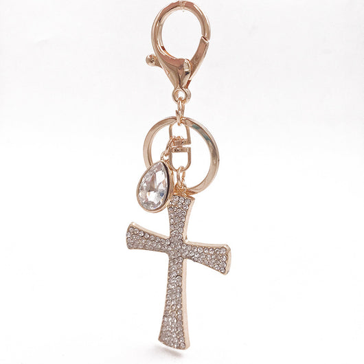 Llavero Colgante de Cruz Diamante en Forma de Gota de Agua - Accesorio Cristiano - Image 5