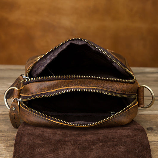 Bolsa de Viaje Retro Crazy Horse 8 Pulgadas - Bandolera Vintage para Hombre - Image 13