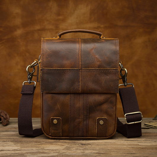 Bolsa de Viaje Retro Crazy Horse 8 Pulgadas - Bandolera Vintage para Hombre - Image 15