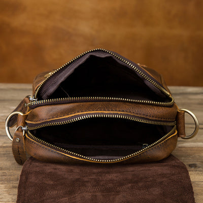 Bolsa de Viaje Retro Crazy Horse 8 Pulgadas - Bandolera Vintage para Hombre - Image 9