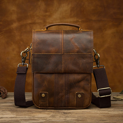 Bolsa de Viaje Retro Crazy Horse 8 Pulgadas - Bandolera Vintage para Hombre - Image 5