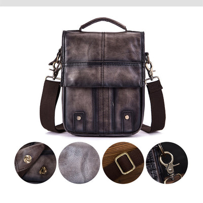 Bolsa de Viaje Retro Crazy Horse 8 Pulgadas - Bandolera Vintage para Hombre - Image 4