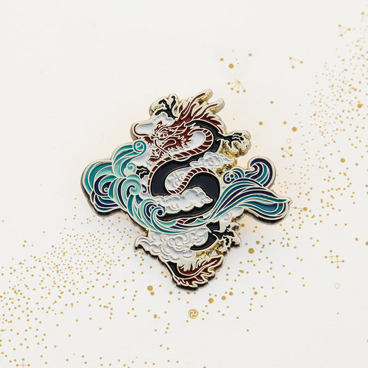 Broche Dragón Chino Cabalgando Vientos y Olas - Insignia Conmemorativa de Viento Nacional - Image 8