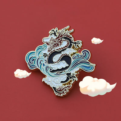 Broche Dragón Chino Cabalgando Vientos y Olas - Insignia Conmemorativa de Viento Nacional - Image 7