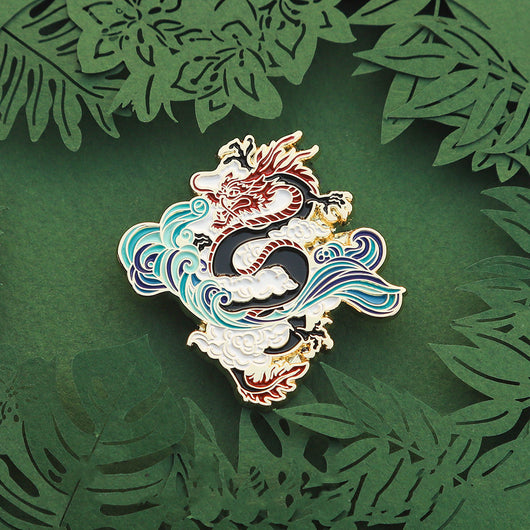 Broche Dragón Chino Cabalgando Vientos y Olas - Insignia Conmemorativa de Viento Nacional - Image 9
