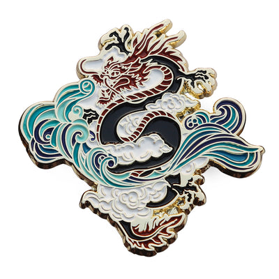 Broche Dragón Chino Cabalgando Vientos y Olas - Insignia Conmemorativa de Viento Nacional - Image 2