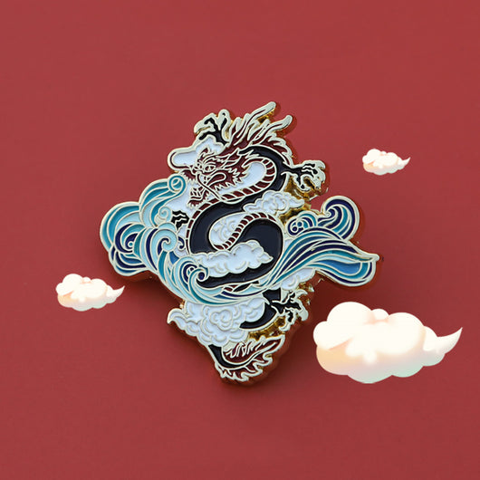 Broche Dragón Chino Cabalgando Vientos y Olas - Insignia Conmemorativa de Viento Nacional - Image 4