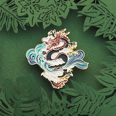 Broche Dragón Chino Cabalgando Vientos y Olas - Insignia Conmemorativa de Viento Nacional - Image 5