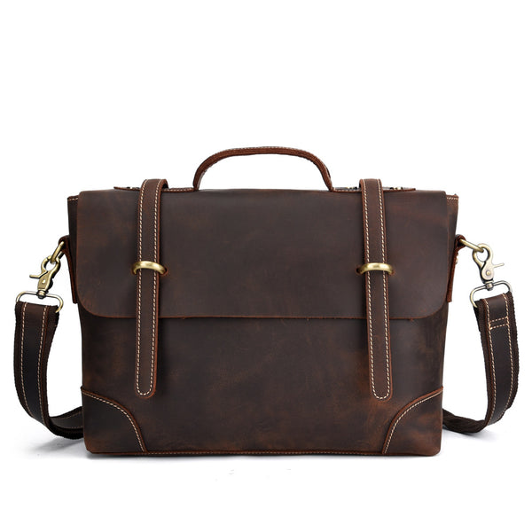 Bolsa Mensajera de Cuero Vintage para Hombre - Maletín Ejecutivo