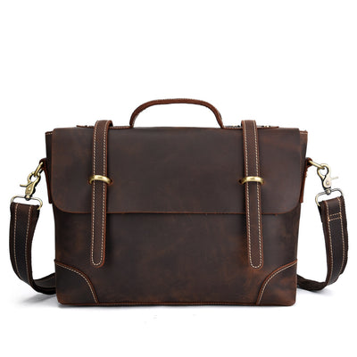 Bolsa Mensajera de Cuero Vintage para Hombre - Maletín Ejecutivo