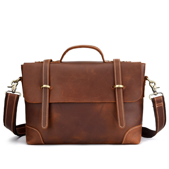 Bolsa Mensajera de Cuero Vintage para Hombre - Maletín Ejecutivo