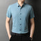 Camisa Manga Corta Hombre Seda Helada Color Liso