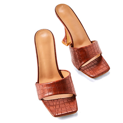Pantuflas Coreanas para Mujer con Tacón Alto y Punta Cuadrada - Image 8