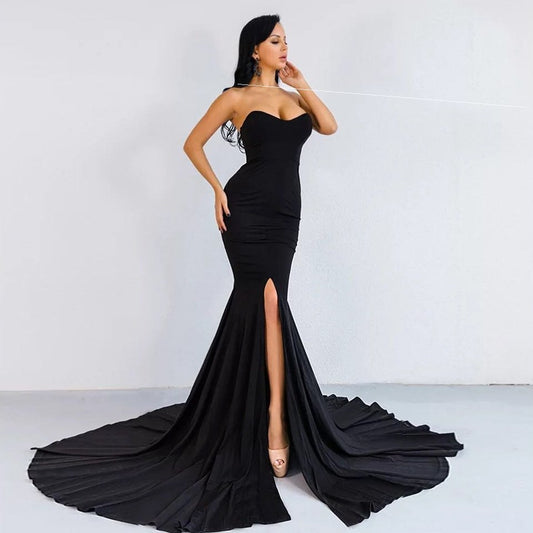 Vestido Maxi Asimétrico con Escote Envuelto para Fiestas