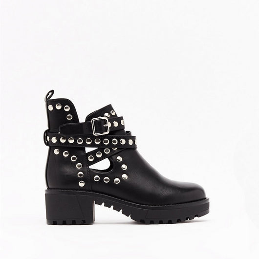 Botas Negras de Caña Media con Remaches - Comodidad y Estilo para Otoño e Invierno - Image 5