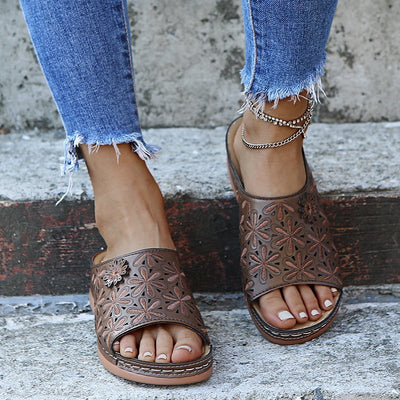 Sandalias Retro Mujer con Flores Caladas - Zapatos de Verano para Exterior - Image 7