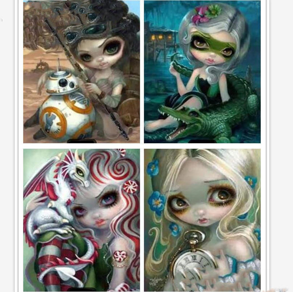 Cuadro de Diamantes 5D Niña Caricatura - Bordado Completo Estilo USA