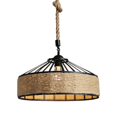 Lámpara Colgante Industrial de Cáñamo y Hierro Forjado LED - Estilo Nórdico Rústico - Image 13