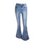 Pantalones Vaqueros Anchos Bordados para Mujer, Jeans Acampanados Lavados Talla Grande